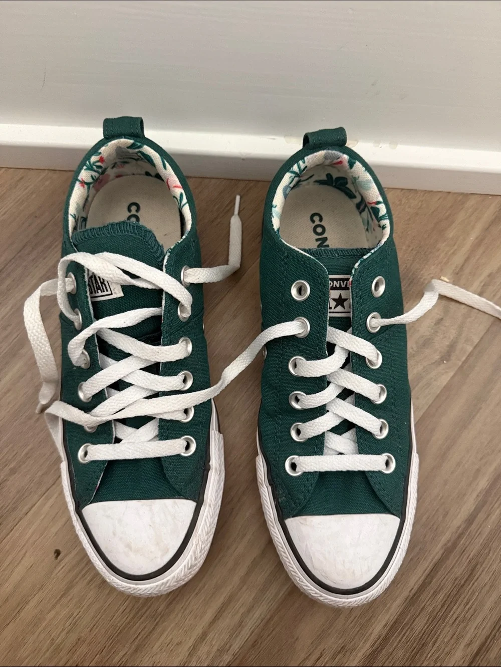 Converse Green Canvas Low-Top Sneakers with White Accents